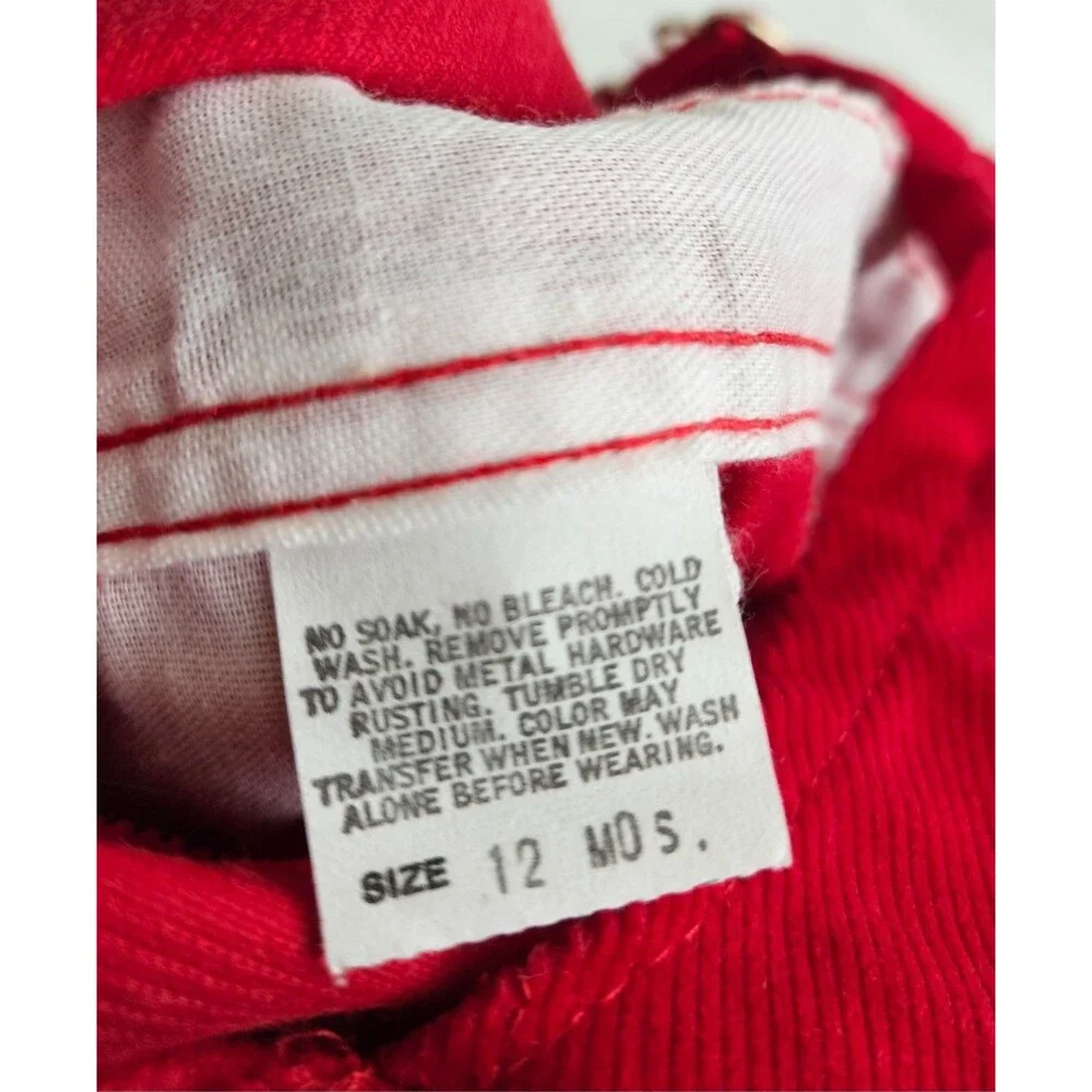 Vintage OshKosh B' Gosh Red Corduroy Overalls Made in USA Unisex Baby 12 Months